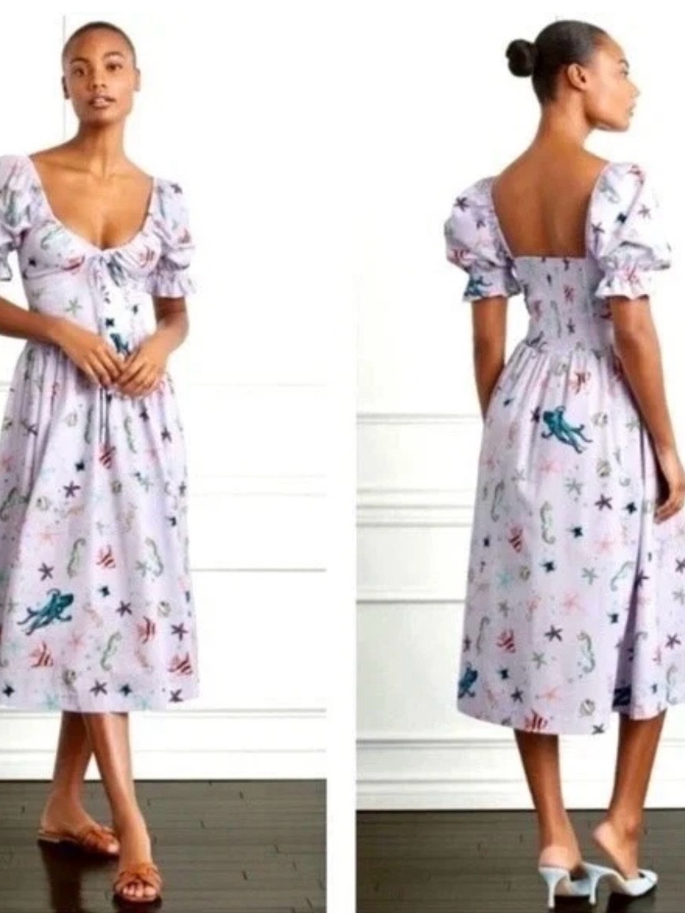 Hill House Lilac Sea Creature Tie-Front Dress - Picture 2 of 10